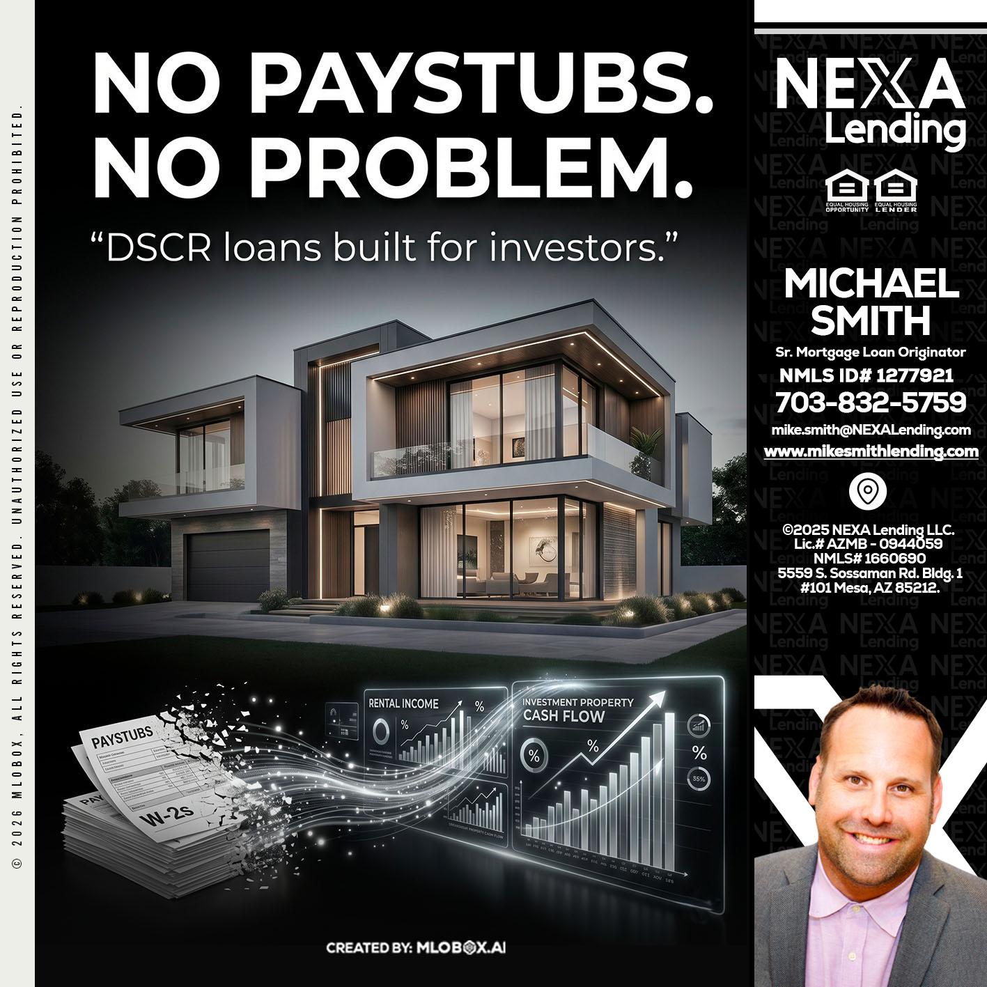 no paystub - Mike Smith -Senior Mortgage Loan Originator