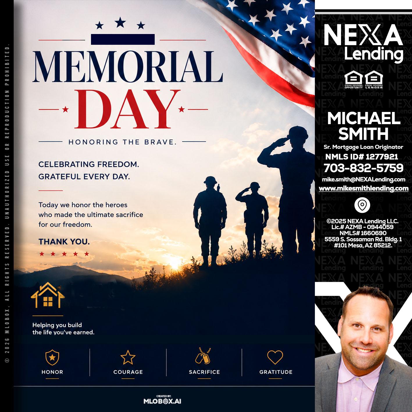 MEMORIAL DAY - Mike Smith -Senior Mortgage Loan Originator