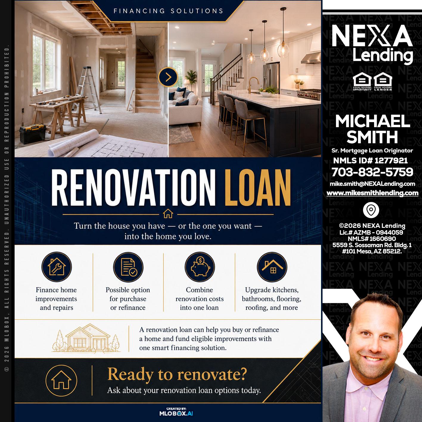 RENOVATION LOAN - Mike Smith -Senior Mortgage Loan Originator